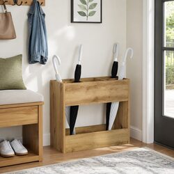 Wooden Umbrella Stand Storage Rack Hallway Entryway Modern Brown Engineered Wood