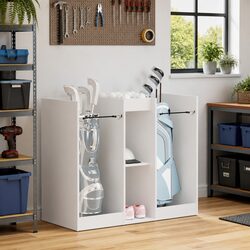White Wooden Golf Cabinet Storage Organizer 102 x 45 x 85.5 cm Indoor Home