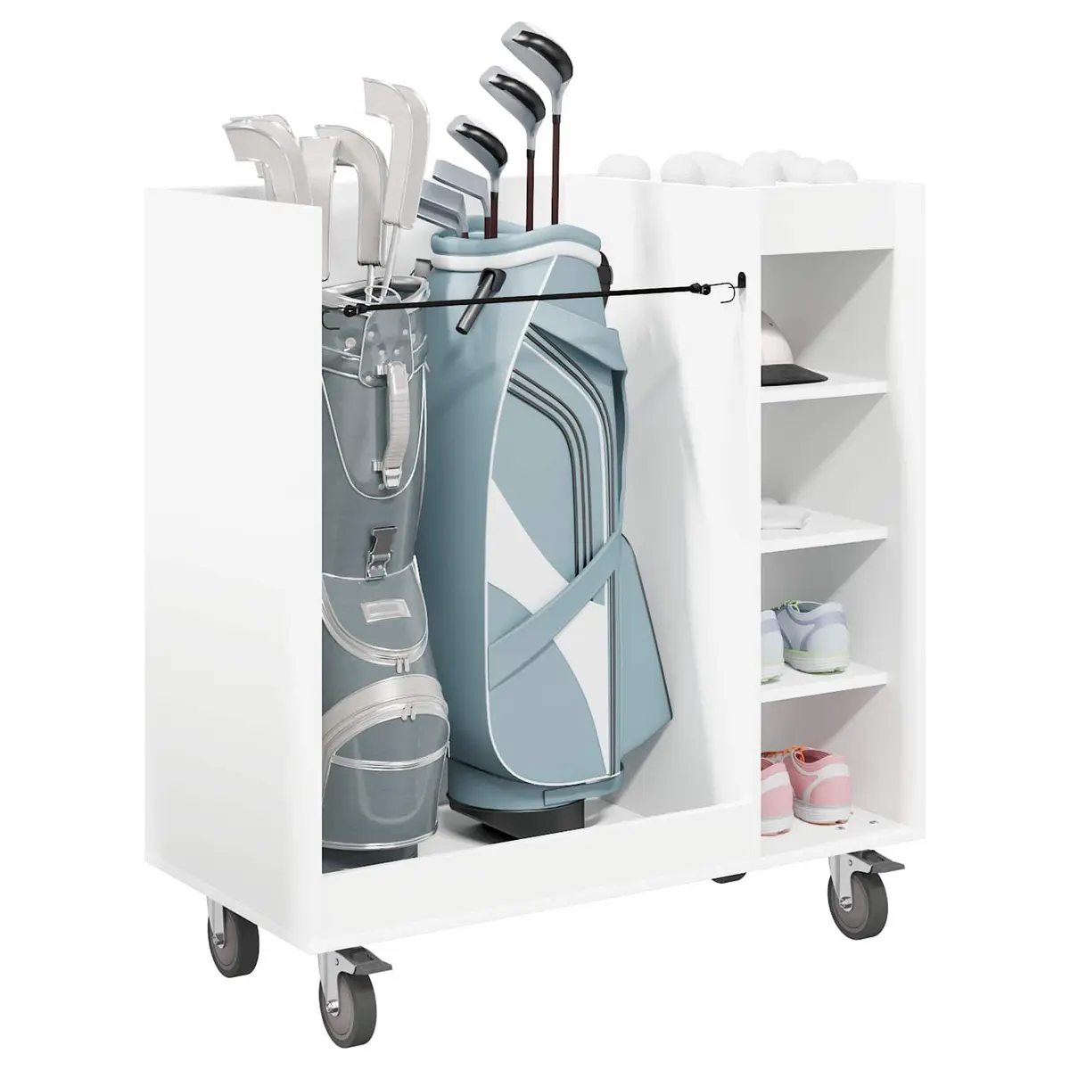 Wooden Golf Cabinet Storage with Shelves White Indoor Organization