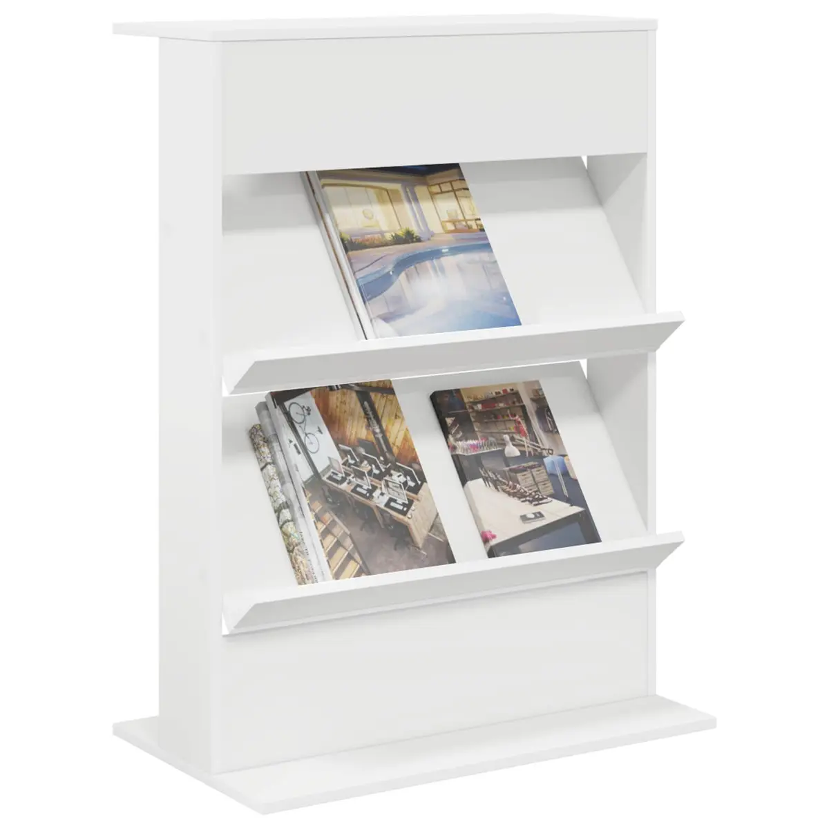 Magazine Rack White Freestanding Storage Organizer for Living Room Office Bedroom