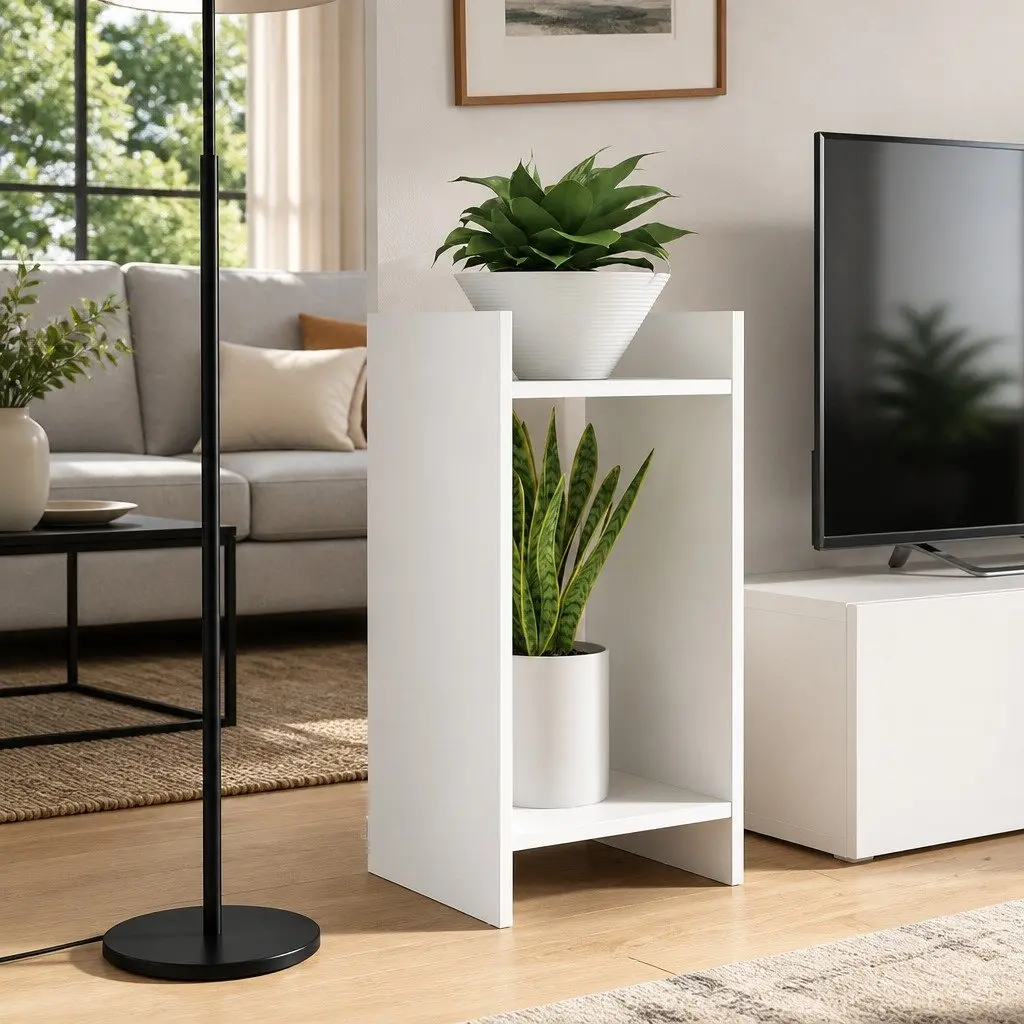 Plant Stand Open Frame Construction 30x30x60cm White Engineered Wood 2 Pcs