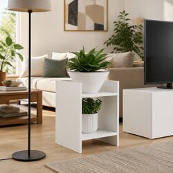 Plant Stand 2 Pieces White 30x30x40cm Indoor Modern Decor Display Shelf