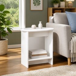 White Side Table End Table Accent Living Room Bedroom Nightstand 50x39.5x55cm