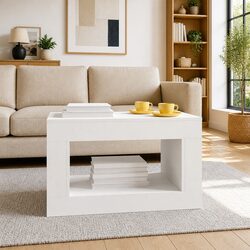 White Coffee Table Compact Accent Side Table Living Room Study Furniture