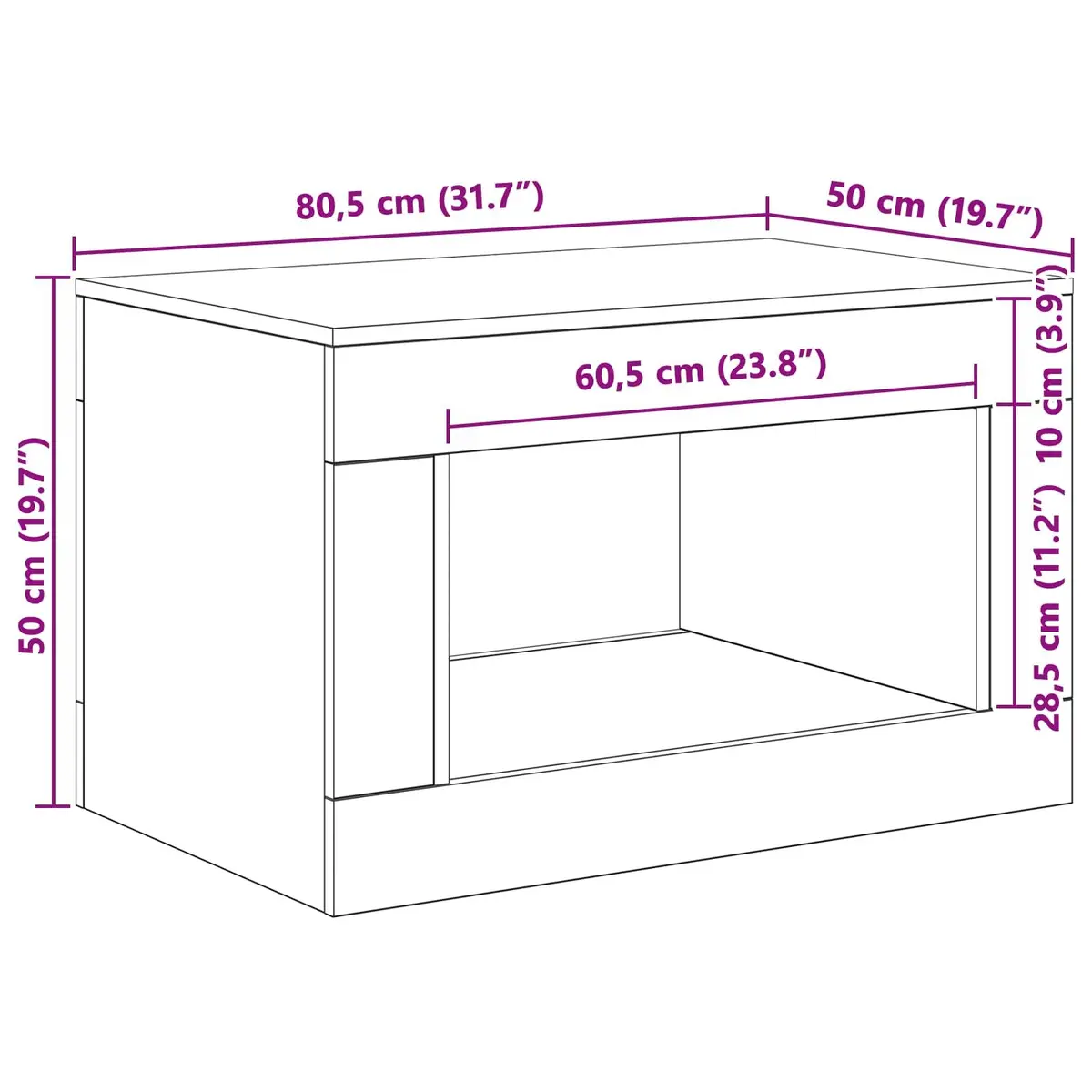 Coffee Table Compact Accent Table White Living Room Study Furniture