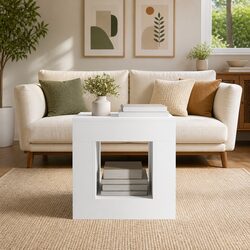 White Coffee Table Modern Living Room Accent Decor Small Space Furniture