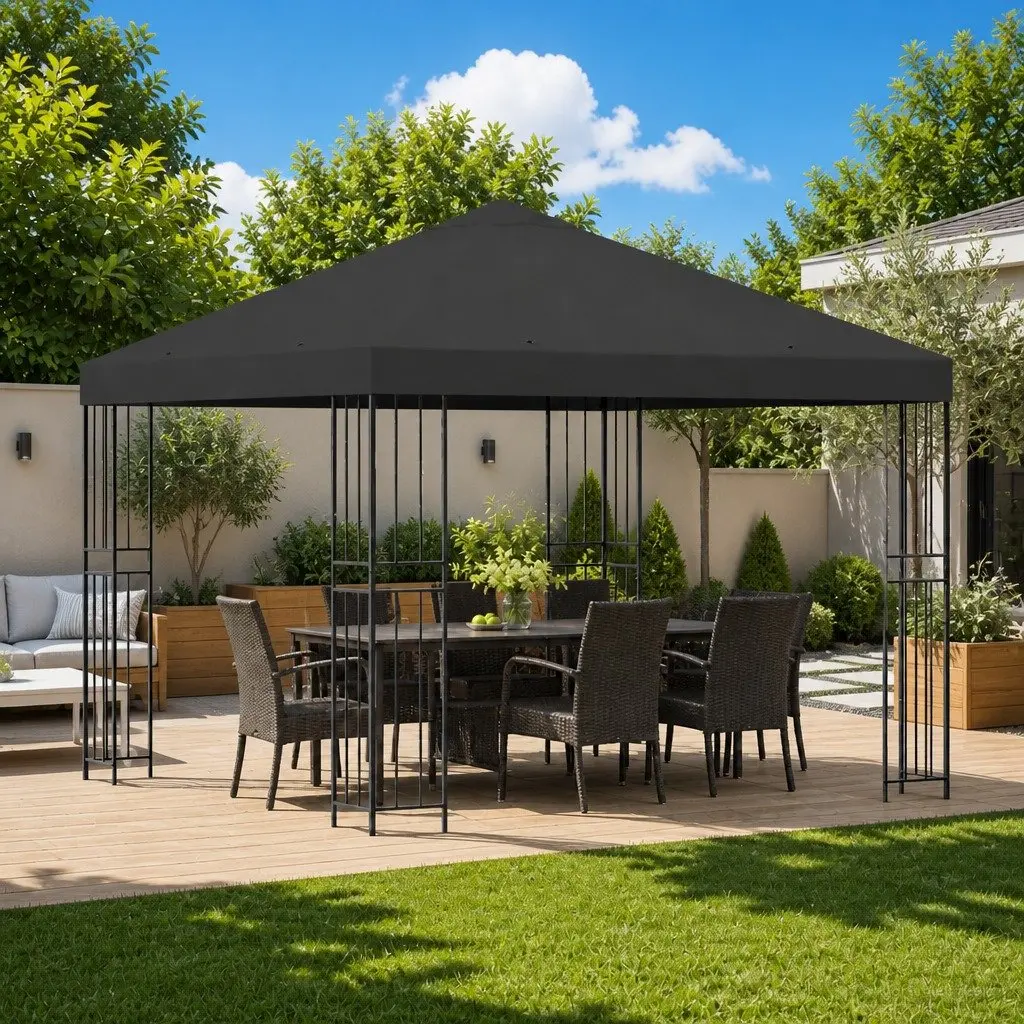 Gazebo Outdoor Garden Canopy 3x3m Anthracite Polyester Steel Frame
