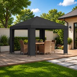 Outdoor Gazebo 3 x 3 m Anthracite Canopy Garden Patio Sun Shade Steel Frame
