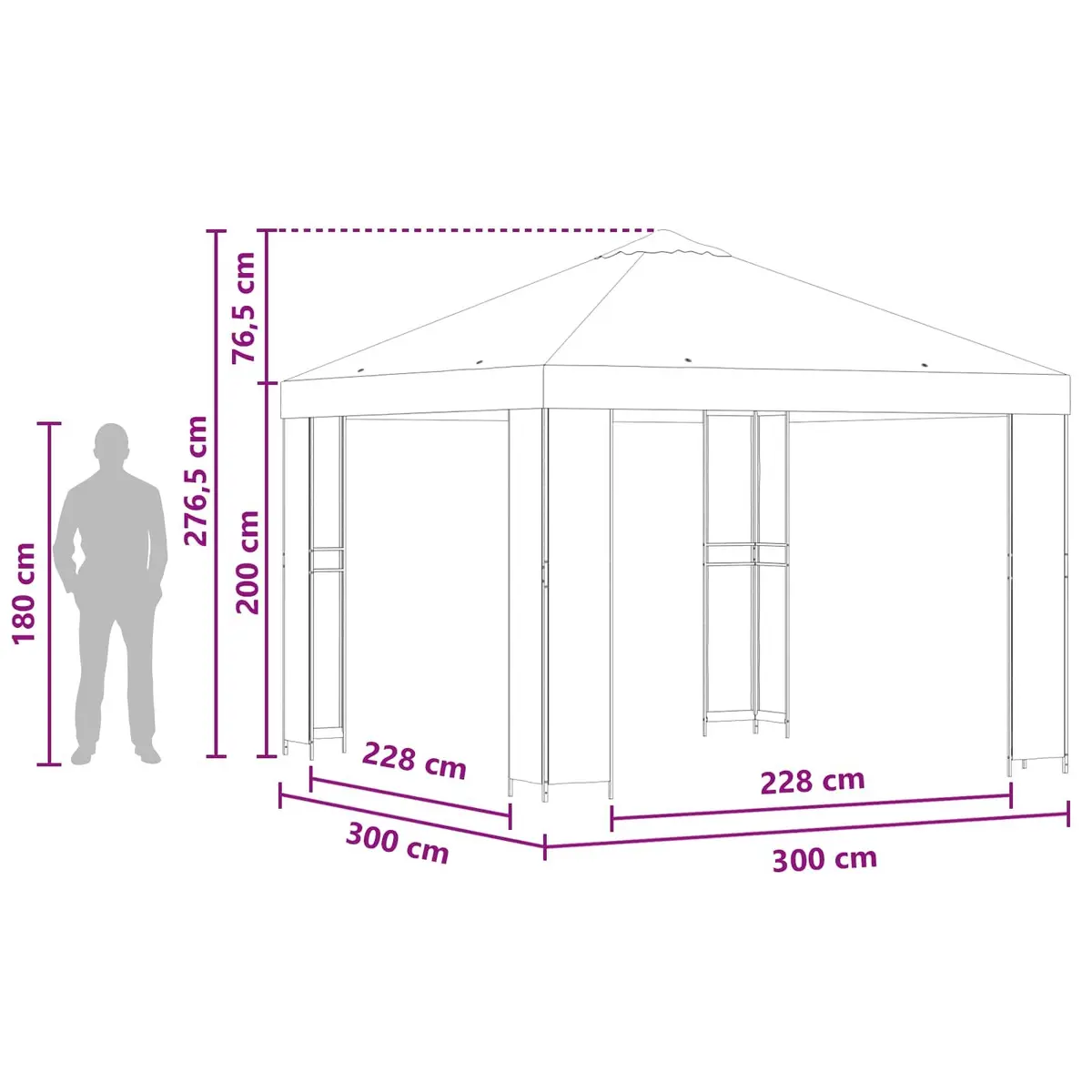Outdoor Gazebo Canopy 3 x 3 m Anthracite Polyester Steel Frame