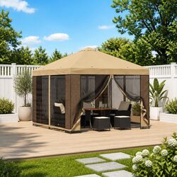 Garden Gazebo 3x3m Outdoor Canopy Cream Polyester Steel Frame Patio Shade