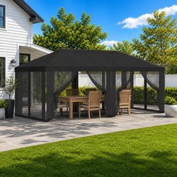 Gazebo Canopy Cover with Sidewalls 6 x 3 m Anthracite Polyester Outdoor Shade