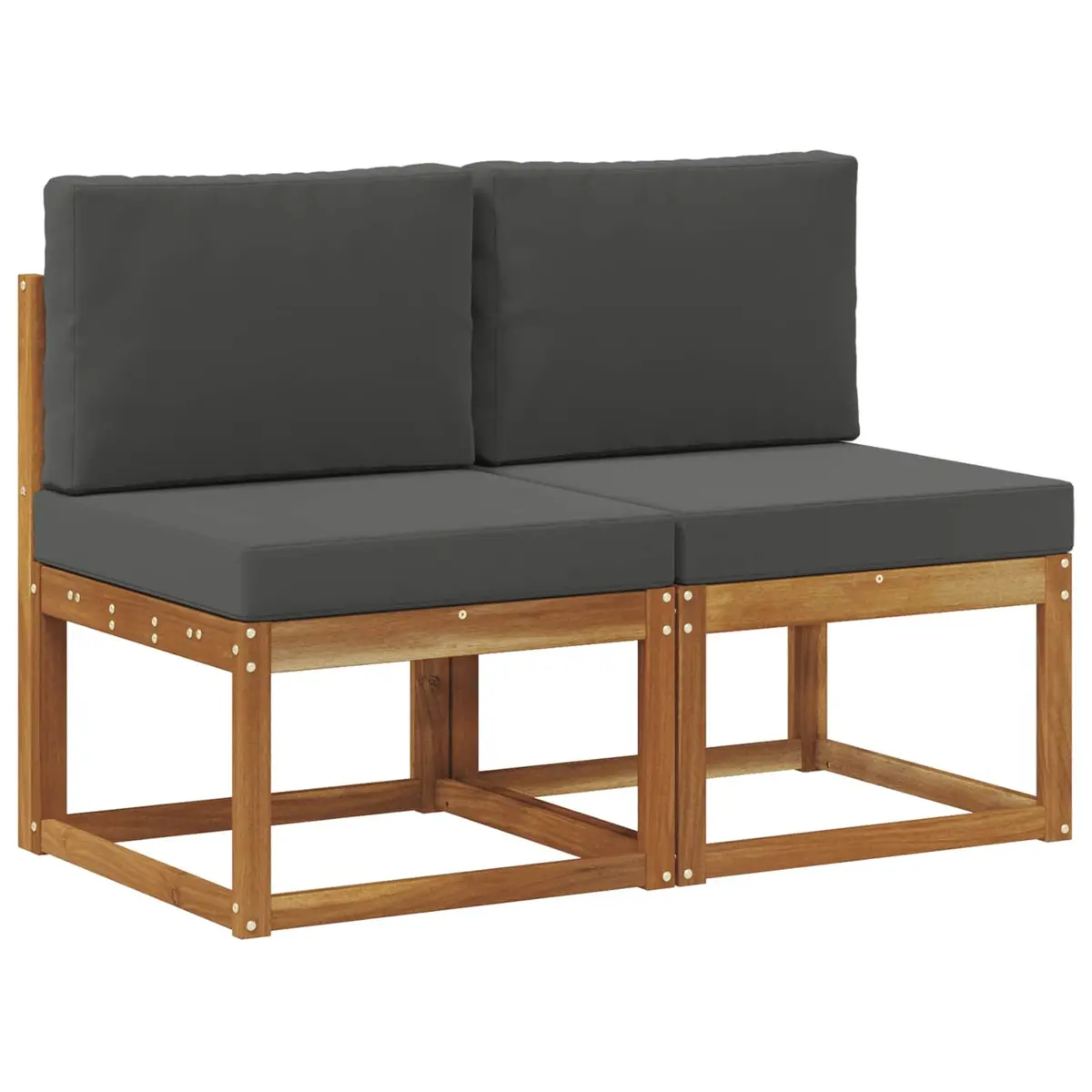 Outdoor Middle Sofa Sectional Unit Brown Modular Seating Acacia Wood Garden