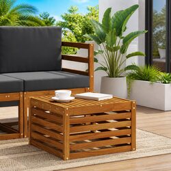 Outdoor Table Solid Acacia Wood Brown Modern Garden Furniture 59x59x37cm