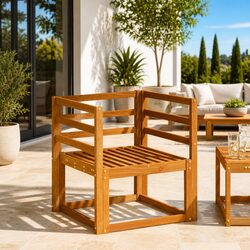 Armrest 2 pcs Natural Solid Acacia Wood Outdoor Patio Garden Seating Furniture
