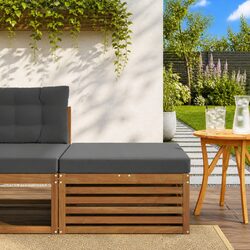 Outdoor Footstool Solid Wood Garden Patio Furniture Brown Slatted Design