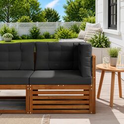 Outdoor Corner Sofa Sectional Garden Patio Furniture Solid Wood Lounge Seating