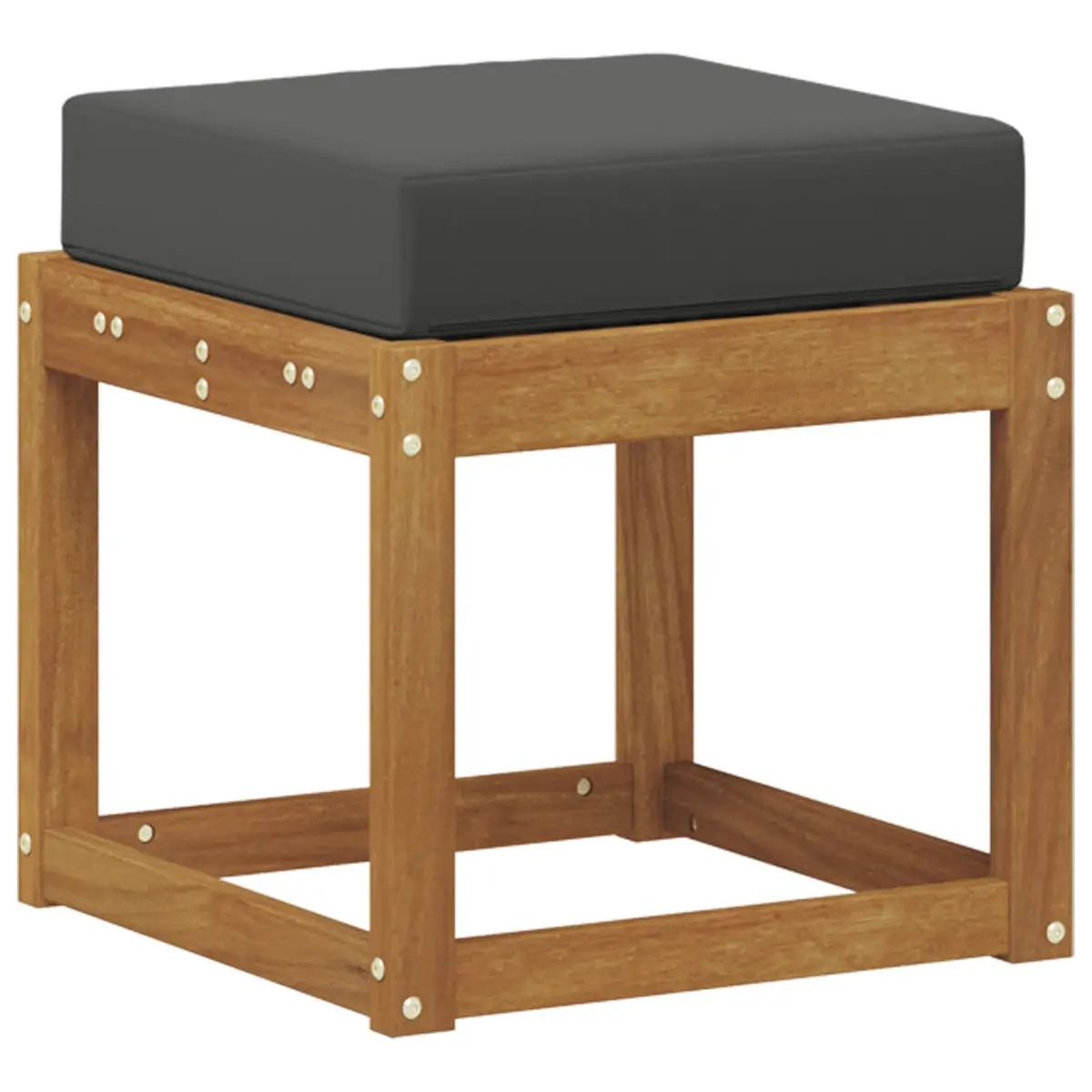 Stool Bench Solid Acacia Wood Indoor Outdoor Seating Natural Anthracite
