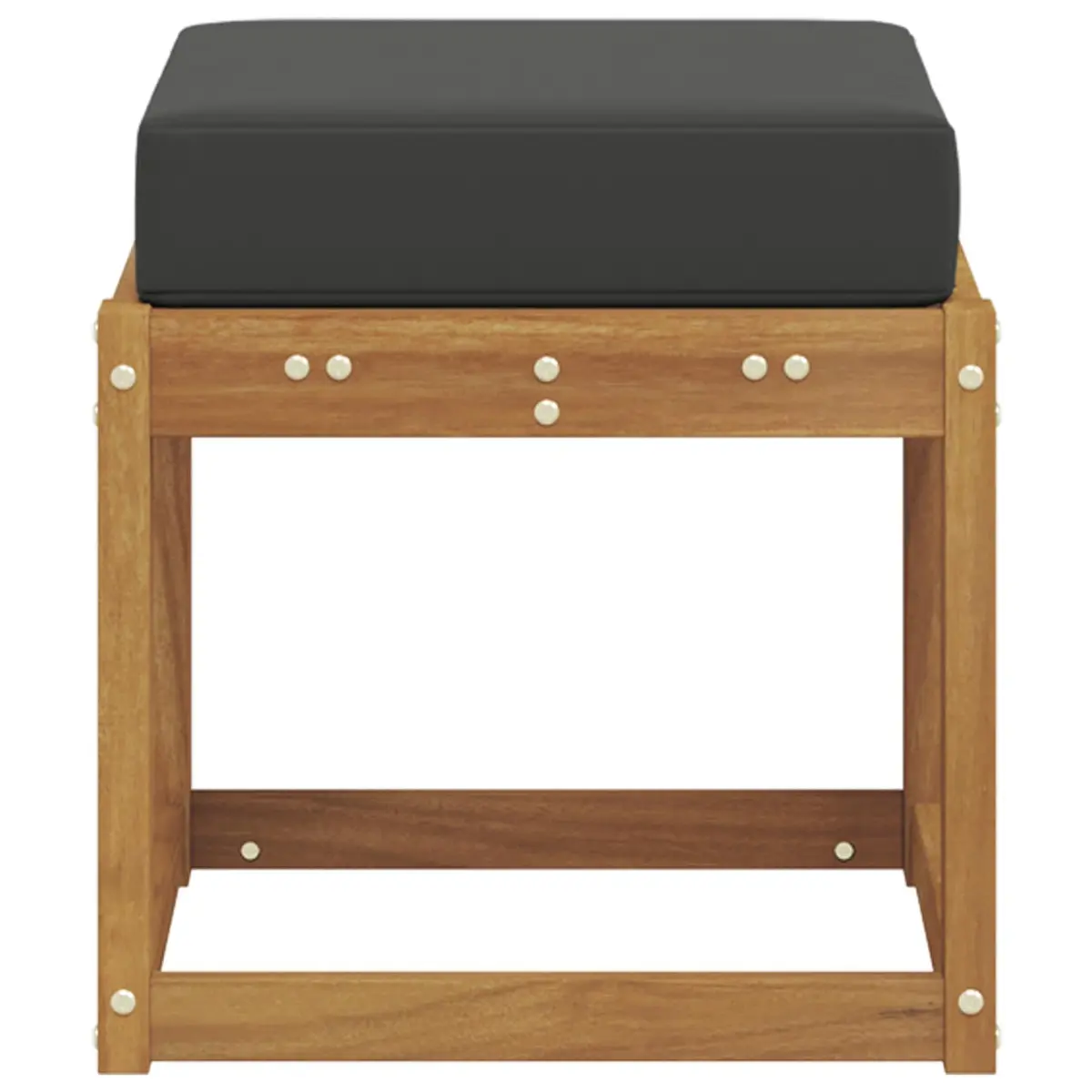 Stool Bench Solid Acacia Wood Indoor Outdoor Seating Natural Anthracite