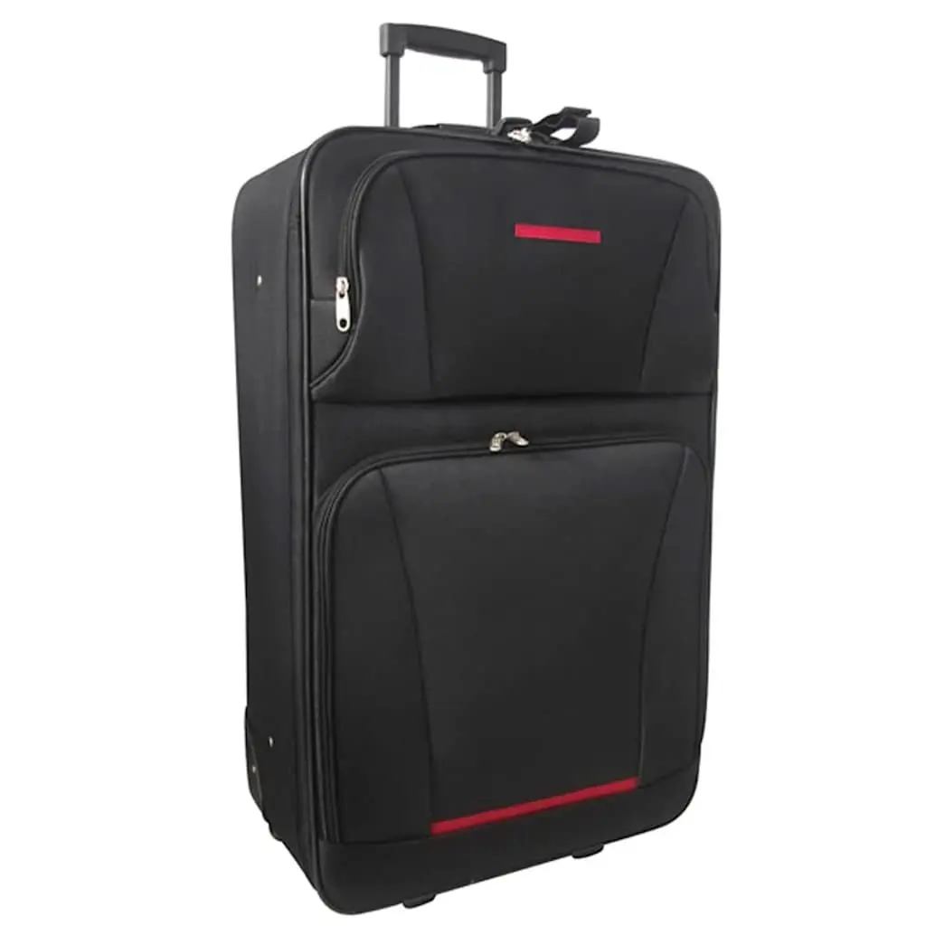 5 Piece Trolley Luggage Set Black Lightweight Travel Suitcase with Telescopic Handles and Smooth Rolling Wheels