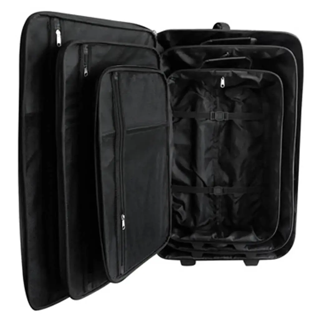 5 Piece Trolley Luggage Set Black Lightweight Travel Suitcase with Telescopic Handles and Smooth Rolling Wheels