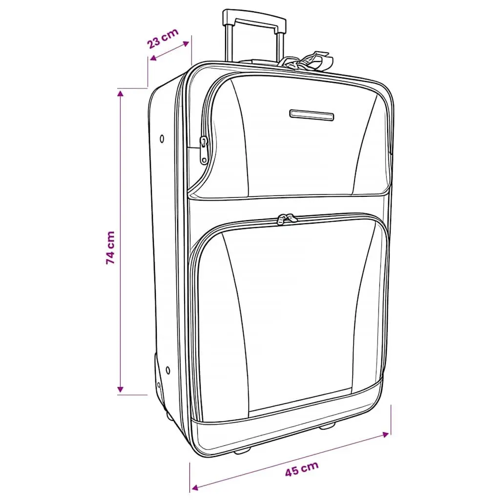 5 Piece Trolley Luggage Set Black Lightweight Travel Suitcase with Telescopic Handles and Smooth Rolling Wheels