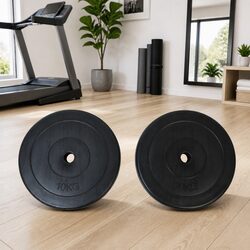 Weight Plates 2 x 10 kg Black Home Gym Dumbbell Training Free Weights Pair