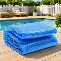 Floating Round Solar Pool Film 381cm PE Bubble Heat Retention Blue Cover