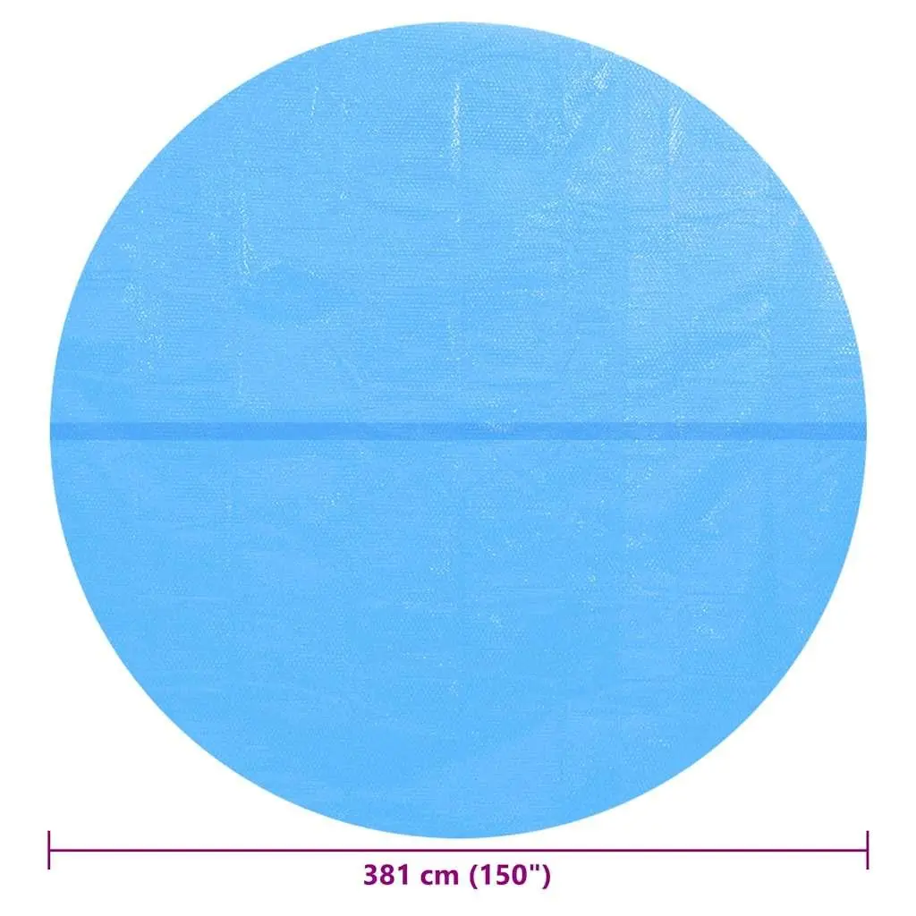 Floating Round Solar Pool Film PE Bubble Heat Retention 381cm Blue Cover