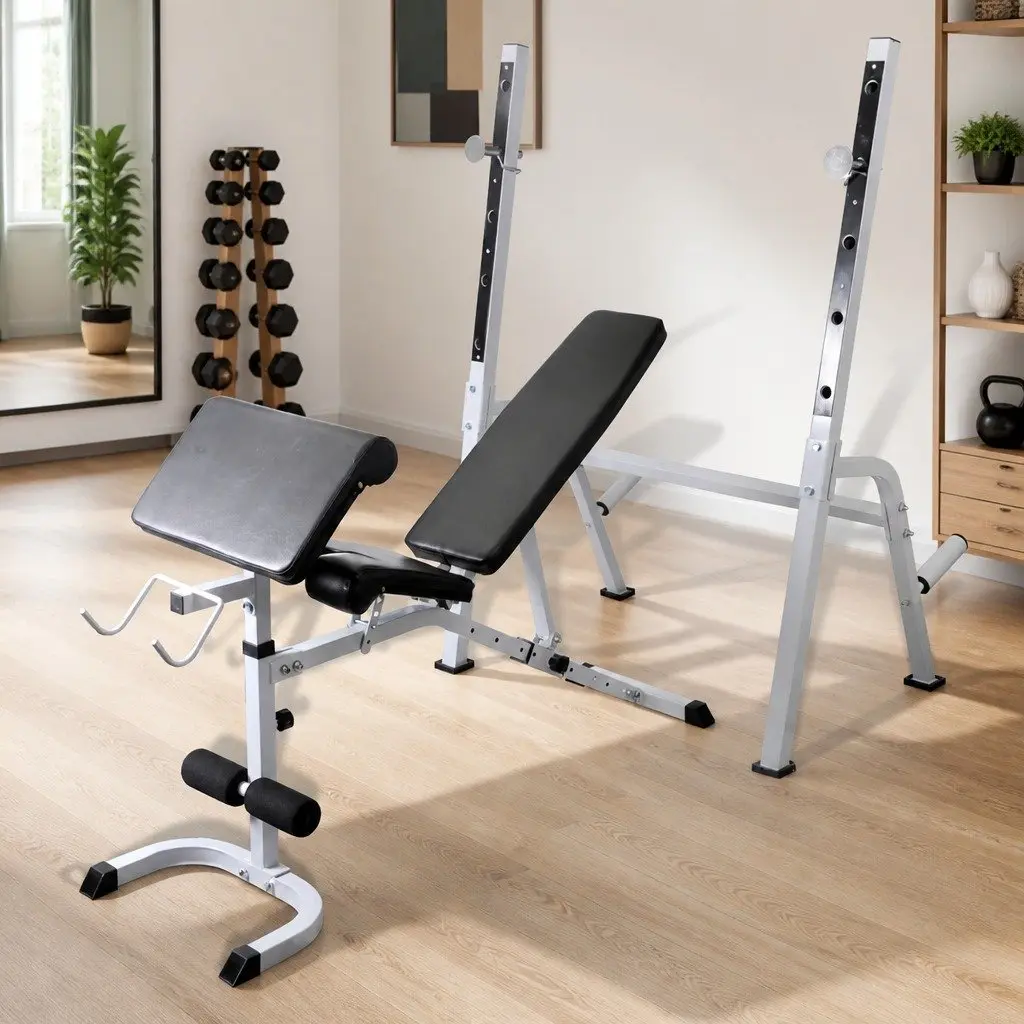 Adjustable Workout Bench Multi-Exercise Fitness Training Equipment Steel White