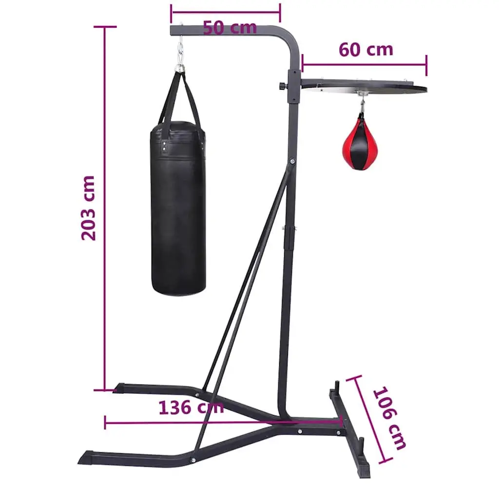 Boxing Stand 2 Way Punching Bag Holder Speedball Platform Black Metal Wood