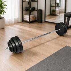 Barbell with Plates Set 60 kg Straight Bar Home Gym Weightlifting Exercise