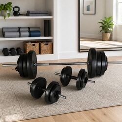 Barbell Dumbbell Set 60.5kg Chrome Plated Steel Weight Lifting Home Gym Exercise