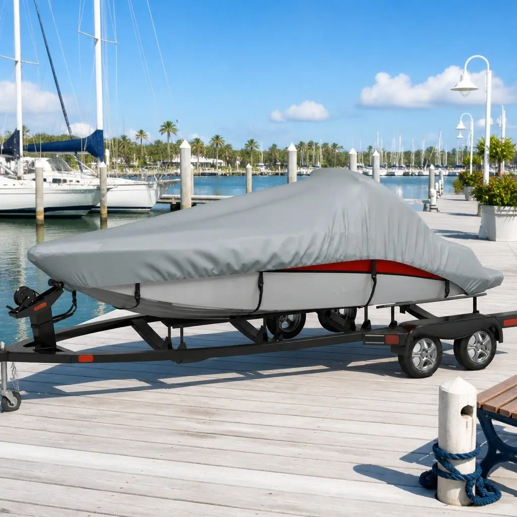 Boat Cover Heavy Duty Water Repellent 519-580cm Grey Pigment Coated Polyester