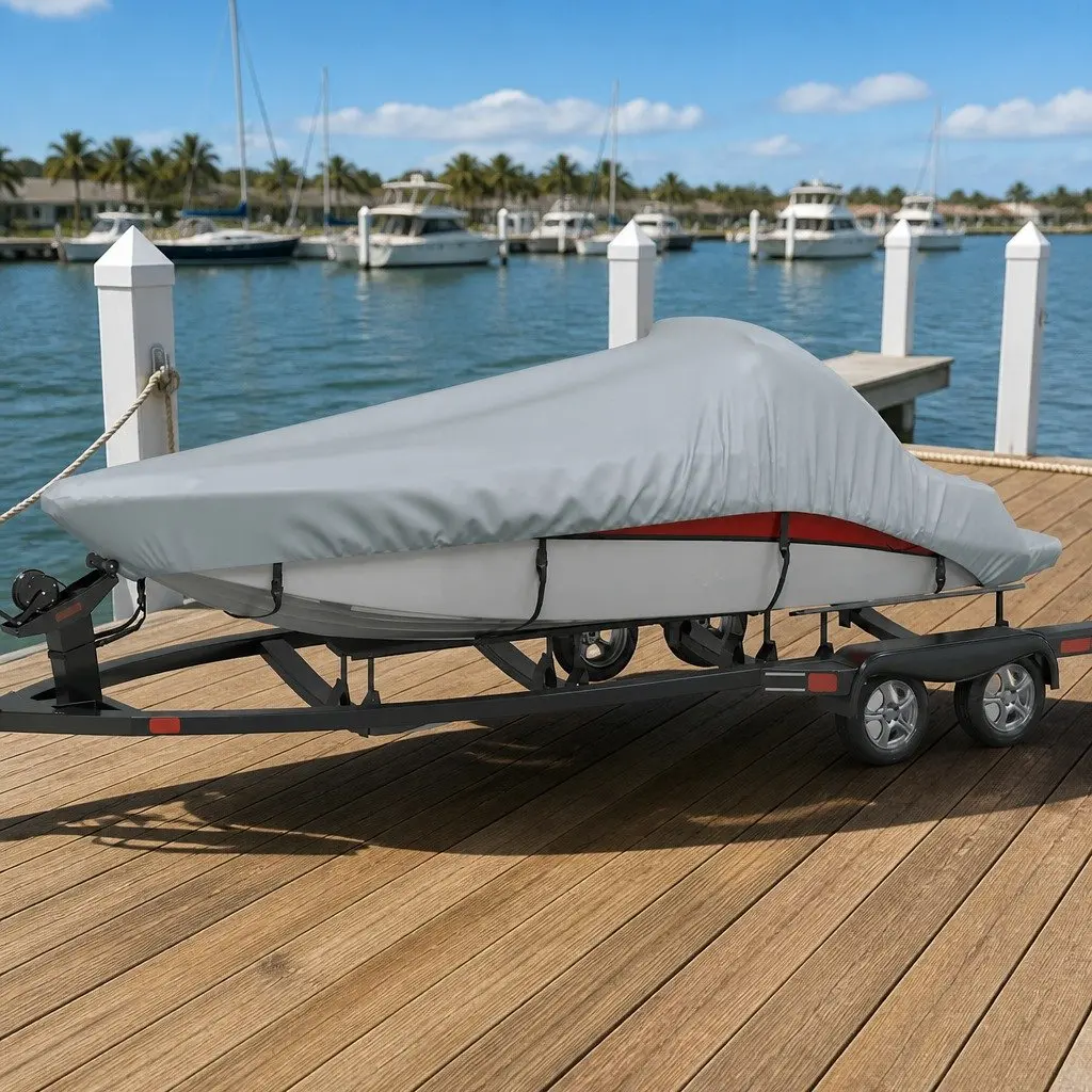 Boat Cover Heavy Duty Water Repellent 610-671cm Grey