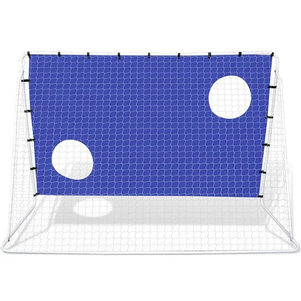 Football Goal Net with Aiming Wall Steel Frame 240 x 92 x 150 cm Blue