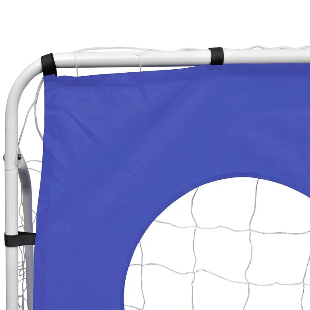 Football Goal Net with Aiming Wall Steel Frame 240 x 92 x 150 cm Blue