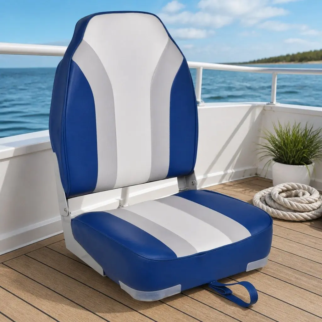 Boat Chair High Backrest Foldable Waterproof Seat for Fishing Marine Vessels