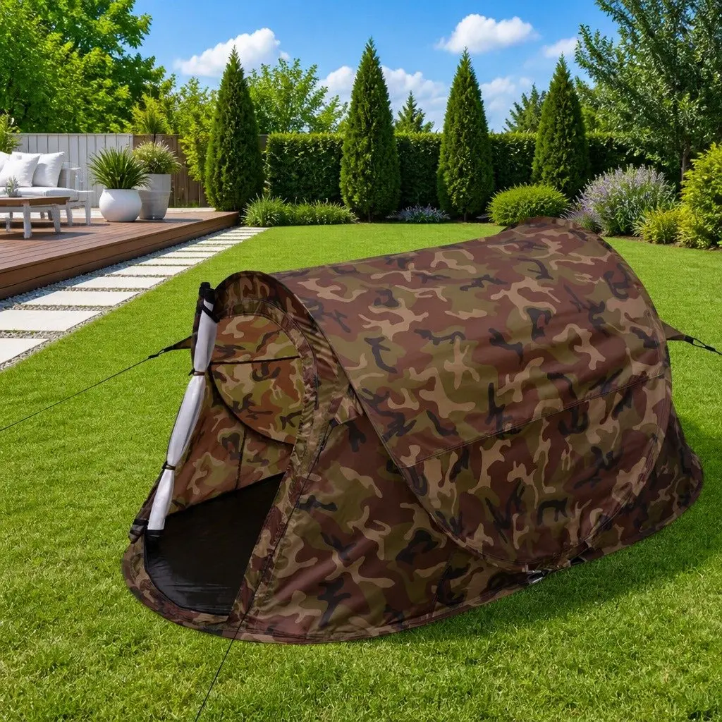 2-Person Pop-Up Camping Tent Lightweight Silver Quick Setup Mosquito Net