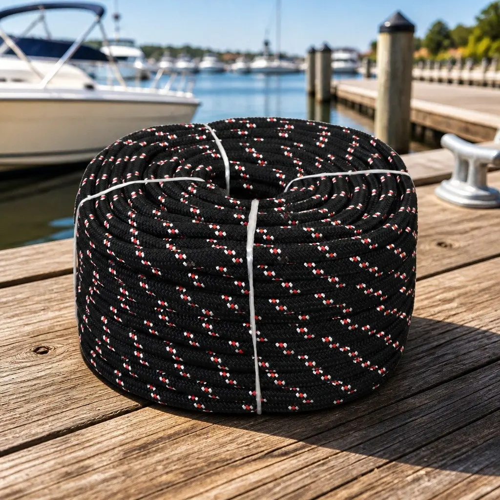 Marine Polypropylene Rope 10mm 50m Black Sailing Boating Rigging Dock Line