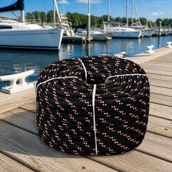 Marine Polypropylene Rope 12mm 50m Boating Sailing Yacht Rigging Dock Line Black