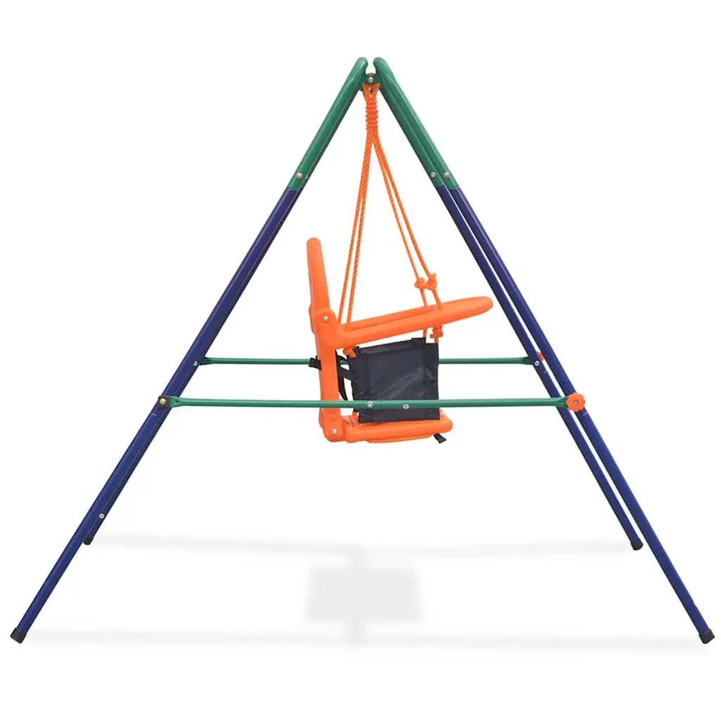 Toddler Swing Set Ergonomic High Back Seat Outdoor Play Equipment Orange Steel Frame