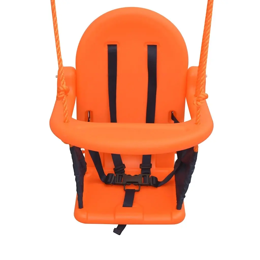 Toddler Swing Set Ergonomic High Back Seat Outdoor Play Equipment Orange Steel Frame