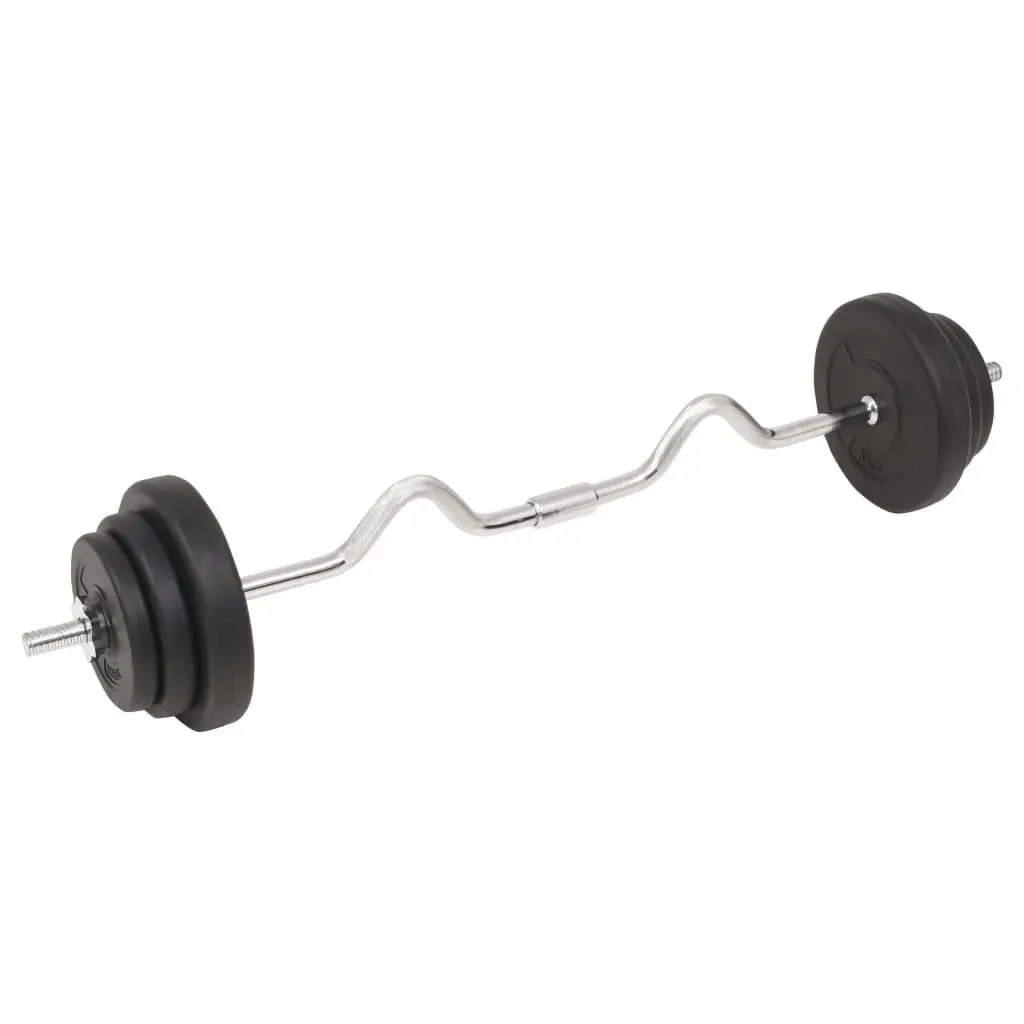 Barbell and Dumbbell Set 30kg Strength Training Equipment Black