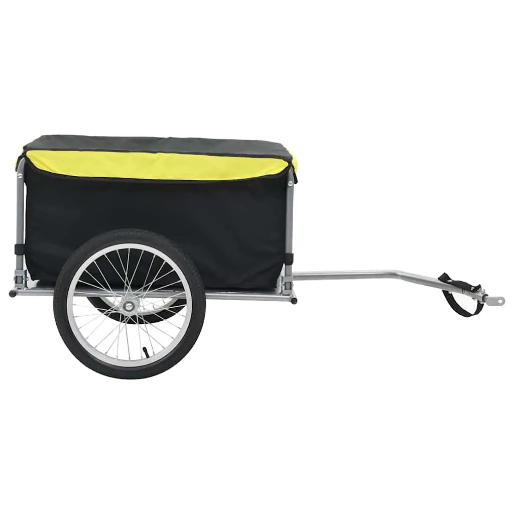 Bike Trailer Foldable Steel Frame Water Resistant Cargo 65kg Load Capacity Black