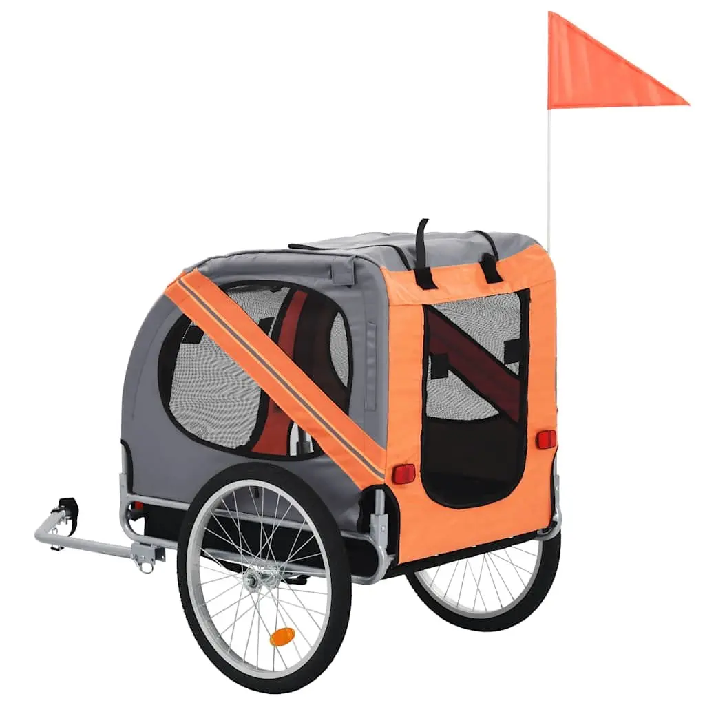 Pet Bike Trailer Foldable Dual Entry Mesh Windows Grey