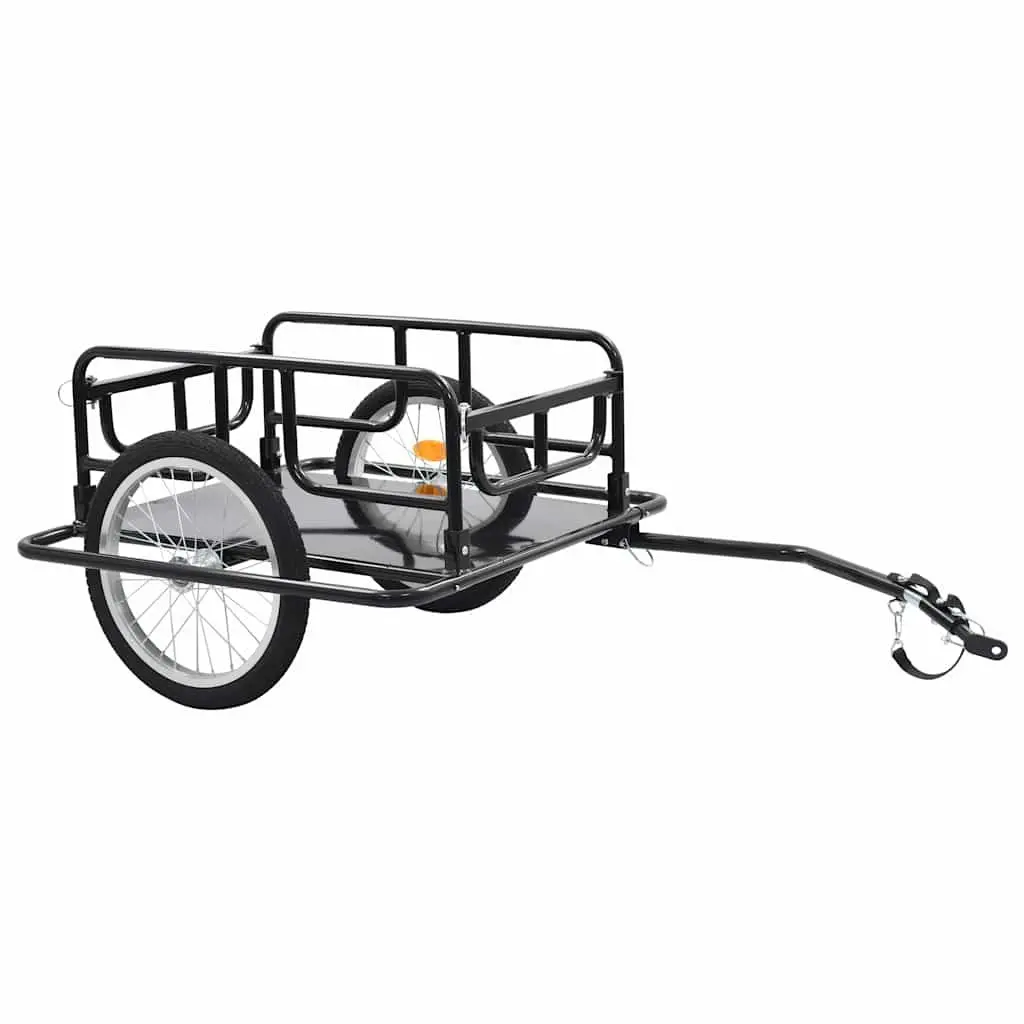 Bike Trailer Two-Wheeled Cargo Hauler Steel Frame Foldable Quick-Release Hitch Black