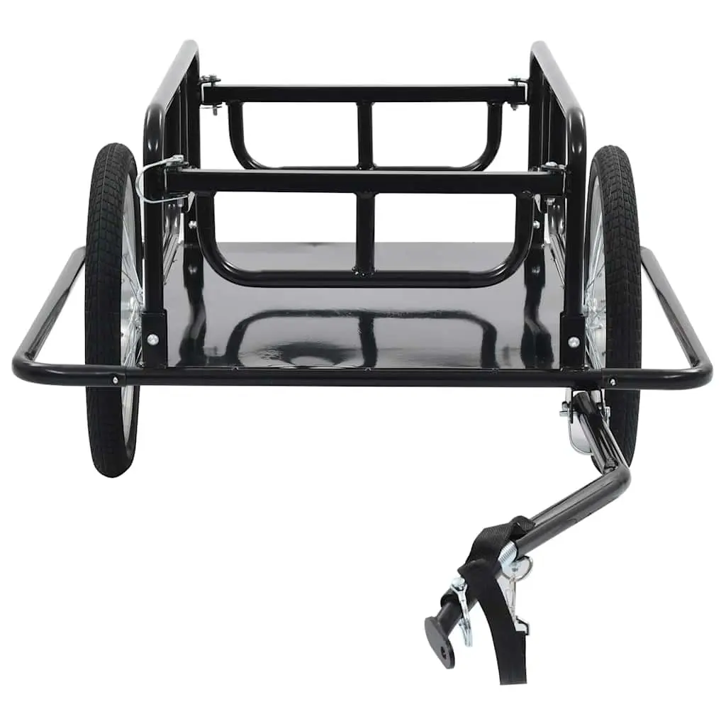 Bike Trailer Two-Wheeled Cargo Hauler Steel Frame Foldable Quick-Release Hitch Black