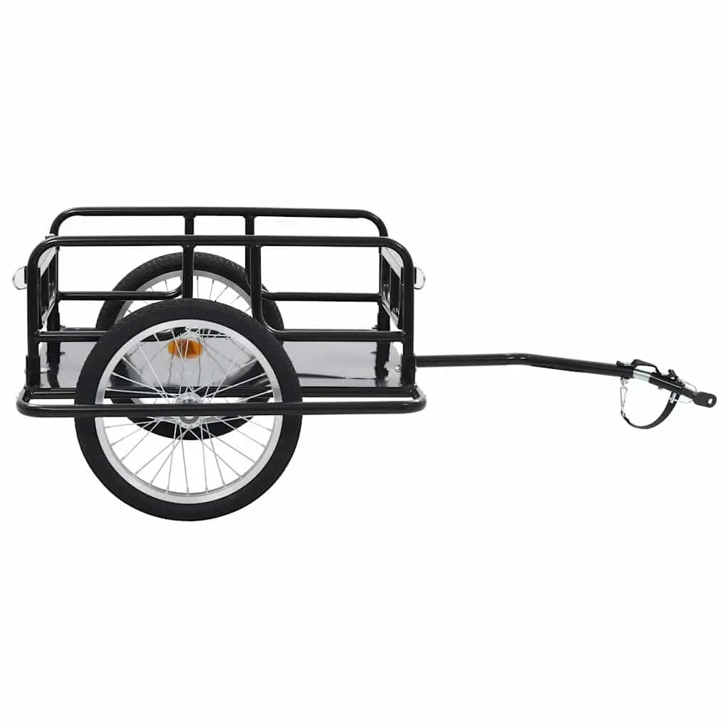 Bike Trailer Two-Wheeled Cargo Hauler Steel Frame Foldable Quick-Release Hitch Black