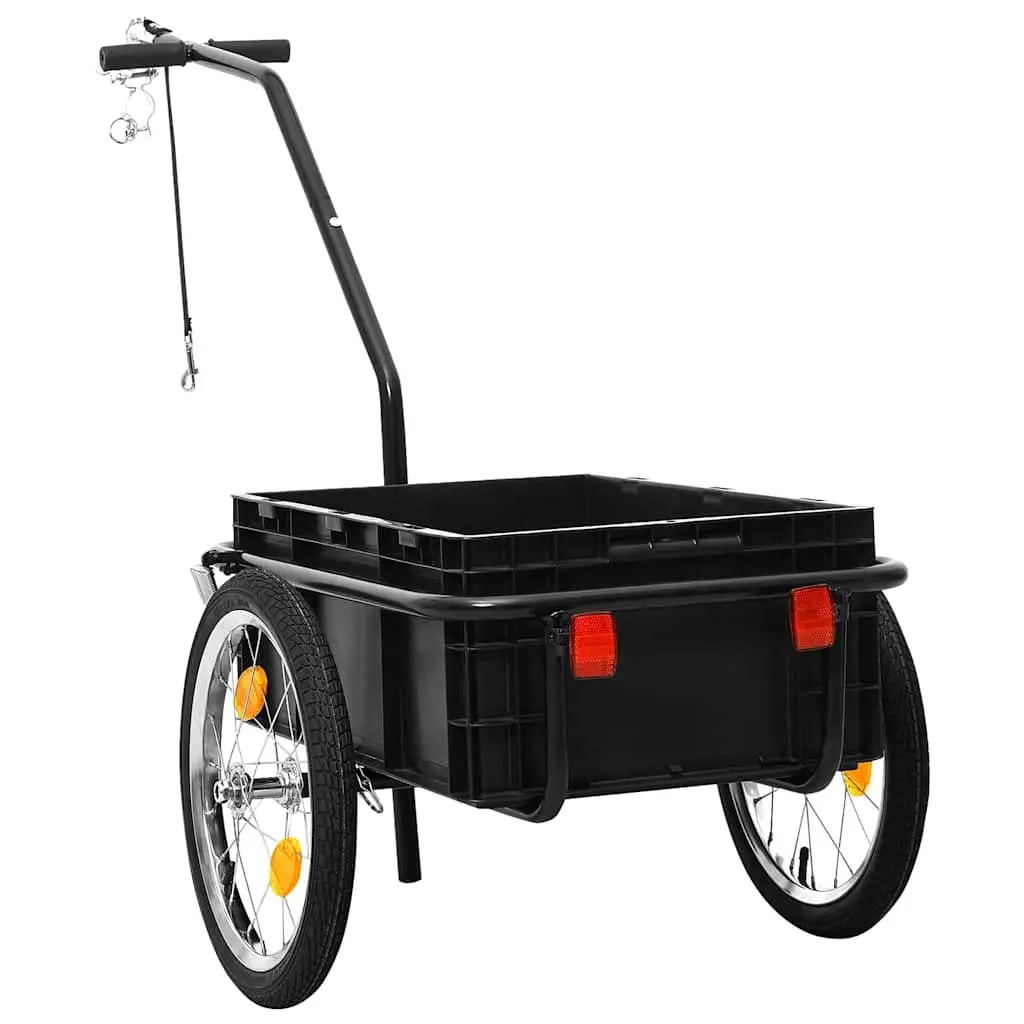 Bike Trailer Hand Wagon Steel Frame Transport Crate 155x60x83cm Black
