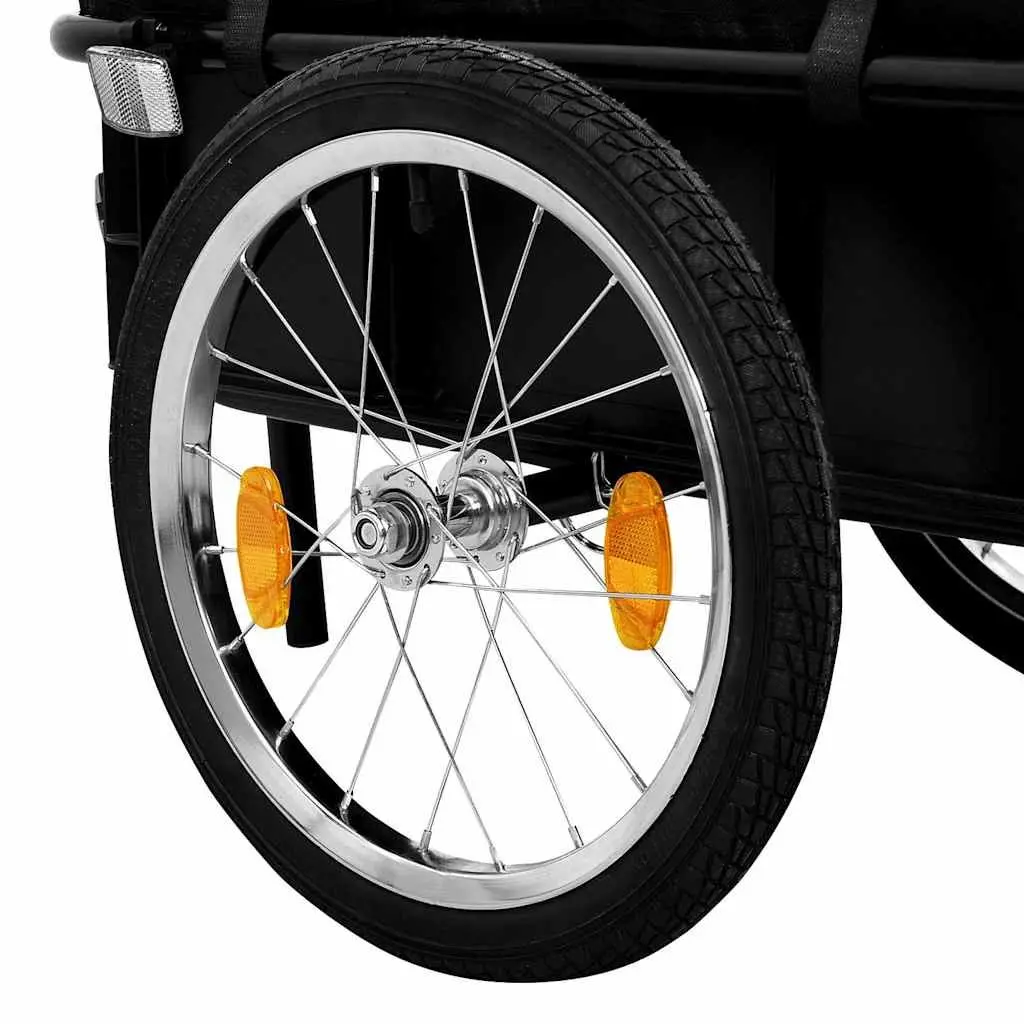 Bike Trailer Hand Wagon Steel Frame 155x60x83cm Black Cargo Transport Cycling